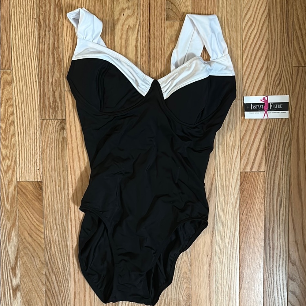 Black and White Women Swim One Piece